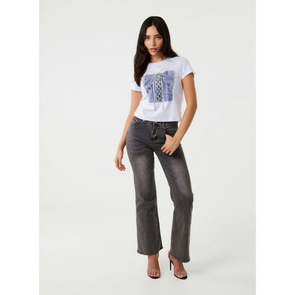 Pink Vanilla Diamante Lace Up Corset T-shirt