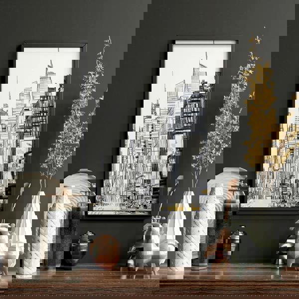 Wall Decor For Hallway | Set of 2 Urban Skyscrapers Wall art Prints