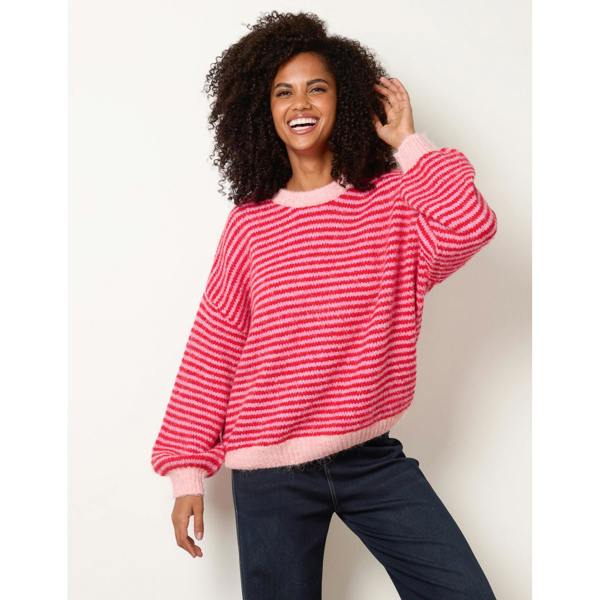 Blue Vanilla Striped Round Neck Knit Jumper