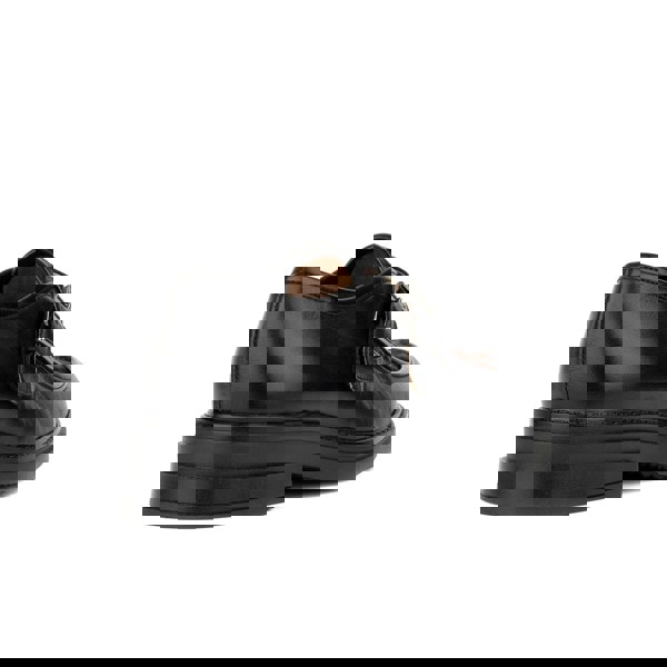 Embassy London Strapp - Black & Cow - Women’s leather ponyhair loafer with buckle