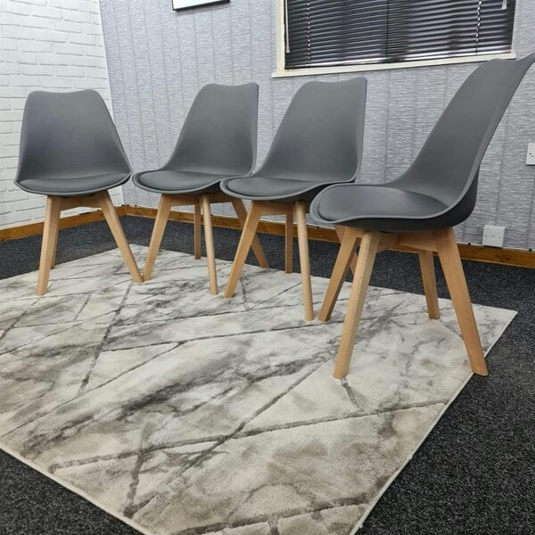 Kosy Koala Dining Chairs Set of 4 Grey Plastic Kitchen Table Dining Room Furniture