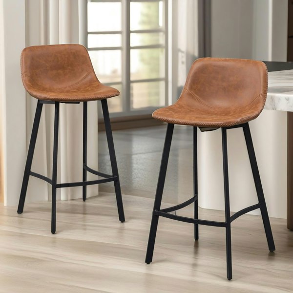 Rafaelo Mobilia Set of 2 Industrial Brown Bar Stools