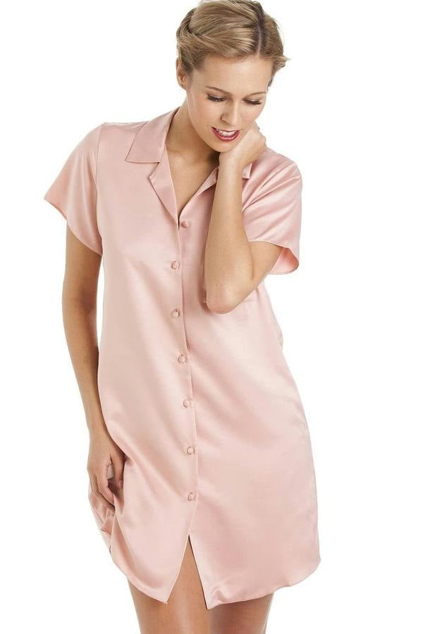 Camille Women's Nightshirt Knee Length Satin Dress Ladies Nightwear