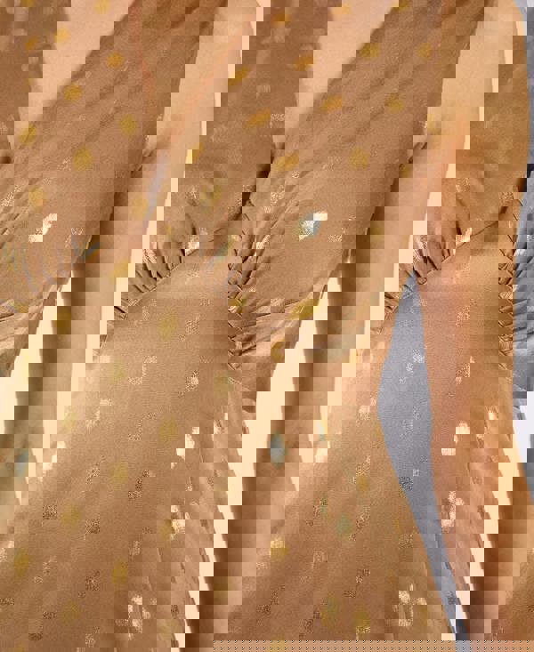 Light Brown Gold Foil Midi dress