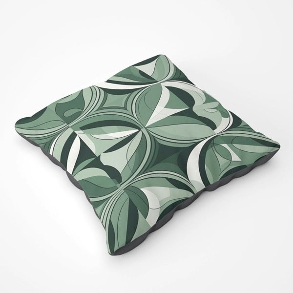 Warren Reed Geometric Green Black Floor Cushion