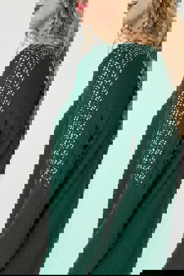 Green | Geo Print Long Sleeve Short Jumper Dress
