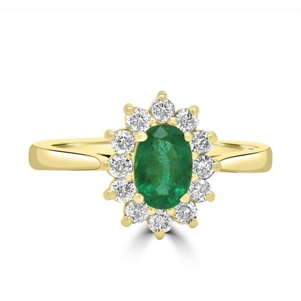 Sarah Layton Emerald & Diamond Cluster Ring - 18ct Yellow Gold