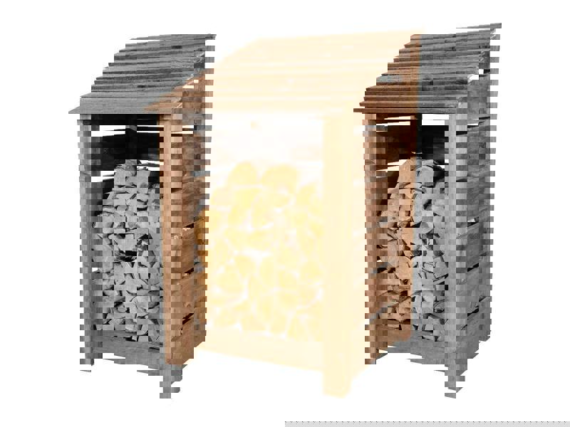 Arbor Garden Solutions Slatted wooden log store W-79cm, H-126cm or 180cm, D-88cm - Brown Finish