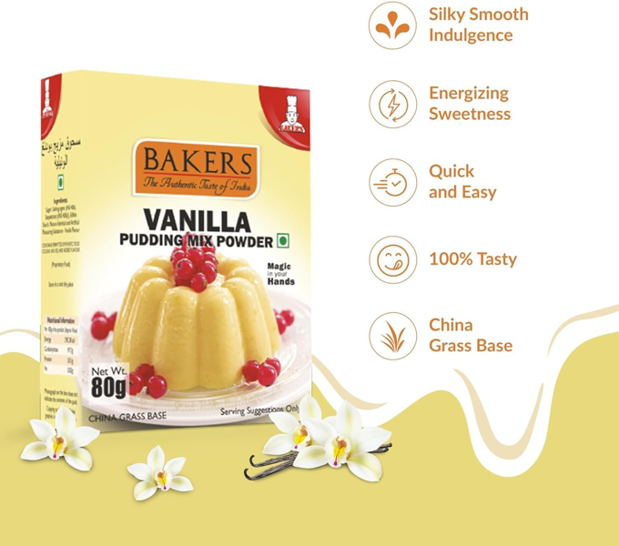 Bakers Vanilla Pudding Mix Powder, Instant Dessert 80g
