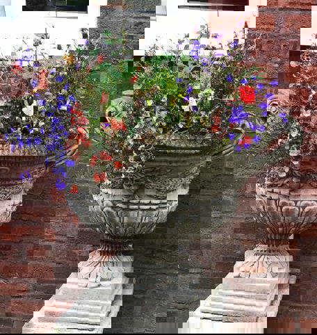 Pair of Large Oval Antique Garden Urns