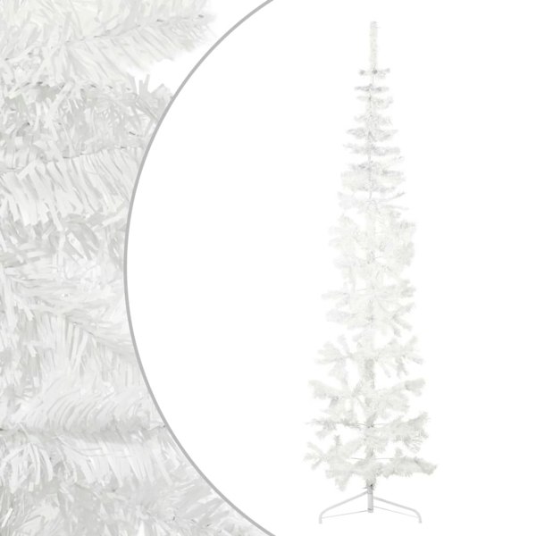 Berkfield Slim Artificial Half Christmas Tree with Stand White 210 cm