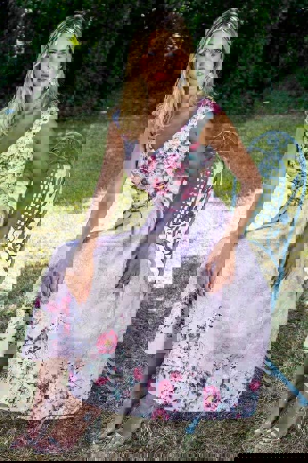 Sweetheart Floral Midi Dress - Blush DR3207