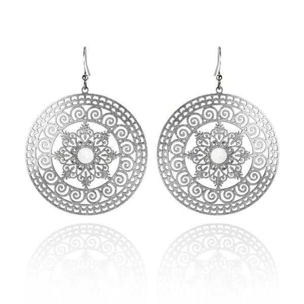 Large Mandala Earrings with Mother of Pear - namana.london