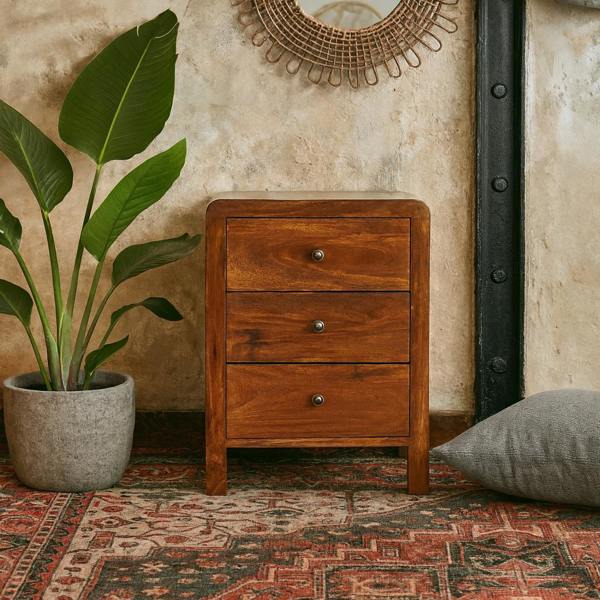 Wyld Haus Thai 3 Drawer Bedside Table Mango Wood