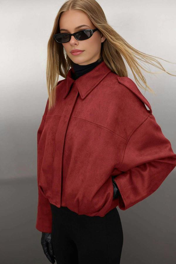 WOVCOR Oversize Fit Suede Bomber Thin Jacket