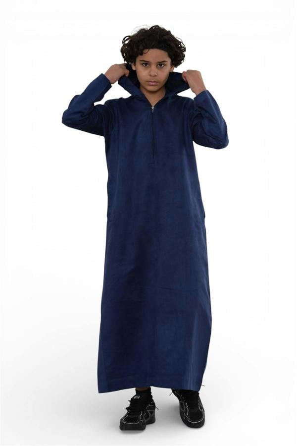 Infinity Leather Kids Boys Hooded Eid Moroccan Jubba Robe Ramadan Eid Thobe - K-HM12