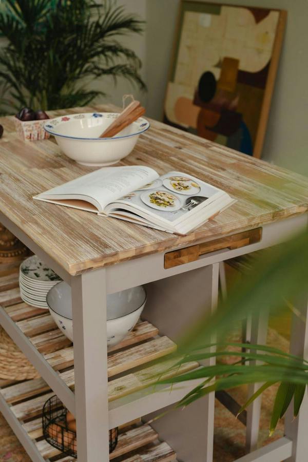 Statement Furniture Florence Breakfast Bar Kitchen Island with Shelves