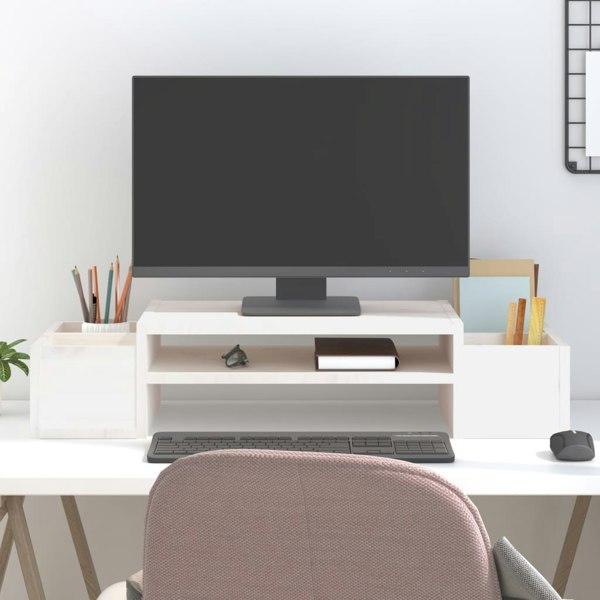Berkfield Monitor Stand White 70x27.5x15 cm Solid Wood Pine
