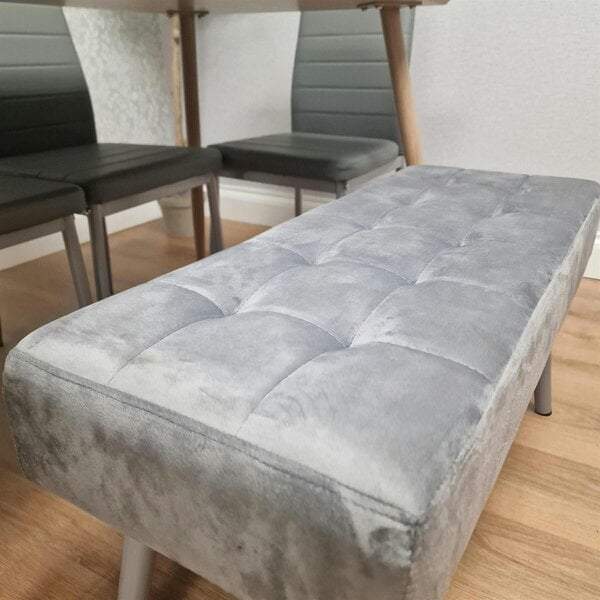 Kosy Koala Dining Table Set With 4 Grey Chairs And 1 Grey Velvet Bench Dining Room Furniture