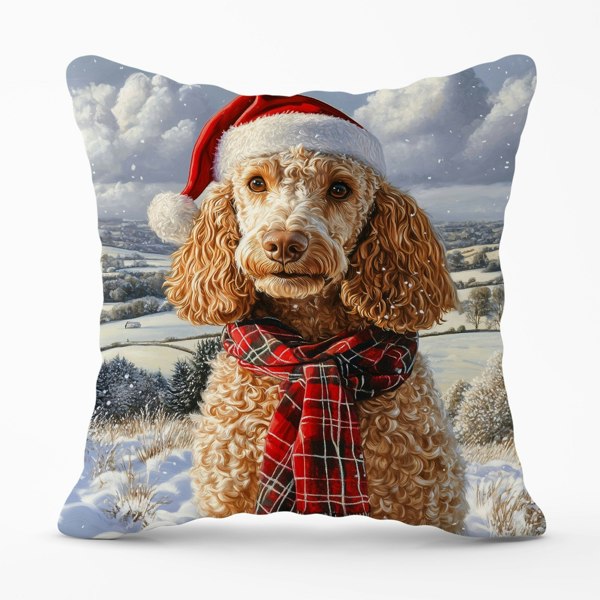 Warren Reed Christmas Poodle Cushion