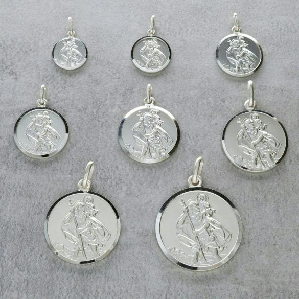 Christopher James of London Sterling Silver St Christopher Pendant Various Sizes With Optional Engraving & Chain