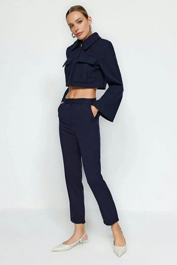 WOVCOR Basic Cigarette Skinny Leg Woven Trousers