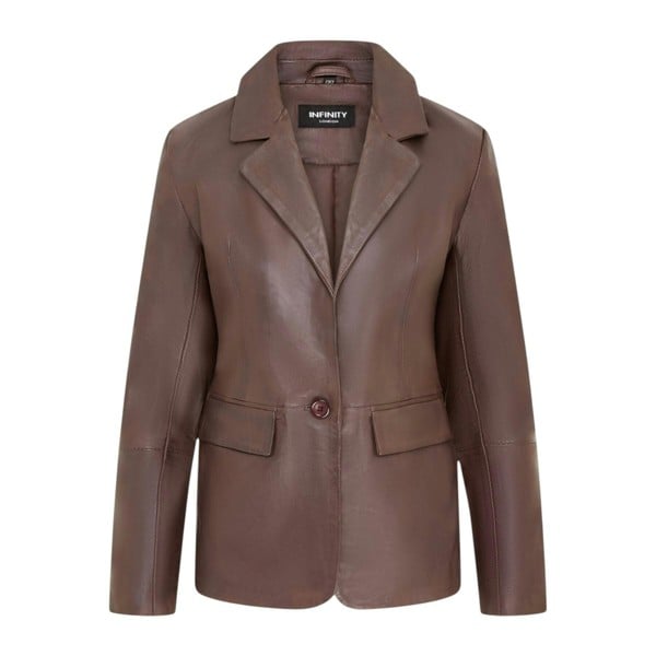 Infinity Leather Womens Soft Leather Blazer Jacket-Apeldoorn - Conker Brown