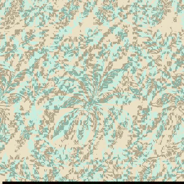 Joules Indienne Palm Wallpaper | Cream/Duck Egg Blue