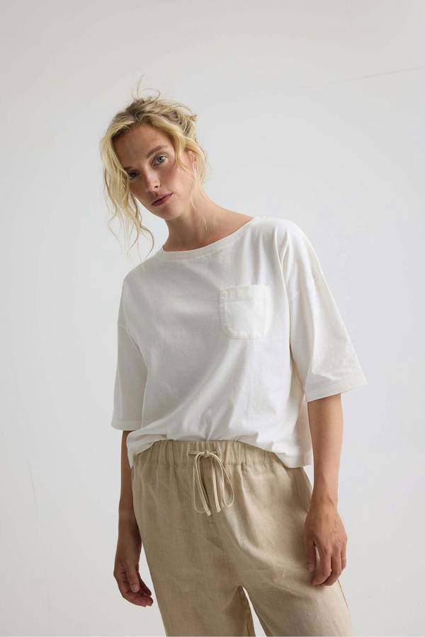 Pretty You London Relaxed Cotton T-Shirt In Coconut Milk