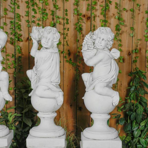 White Four Seasons Cherub Statues 