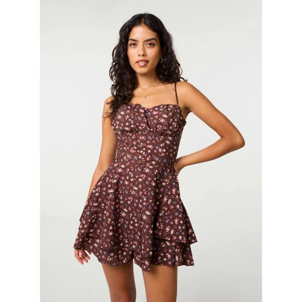 Pink Vanilla Print Ditsy Floral Bra Cup Dress