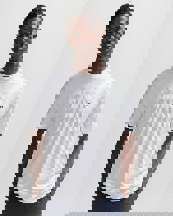 BOSS Green Tee Mens Stretch Cotton T-Shirt with Contrast Logo NOS - White 100