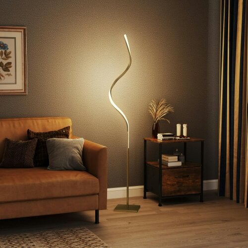 Wyld Haus Fiyosu Metal Gold Tone Dimmable LED Floor Lamp With Adjustable Brightness And Foot Switch