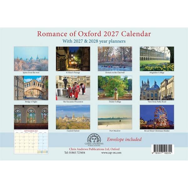 Romance Of Oxford A4 Calendar 2027, Wall Calendars, Month To View, Travel, Gift