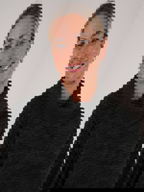 PennyPlain Rib Hem Cowl Tunic - Charcoal