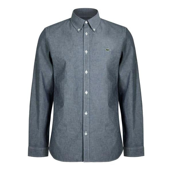 Lacoste Mens Denim Long-Sleeved Shirt - Dark Grey - 