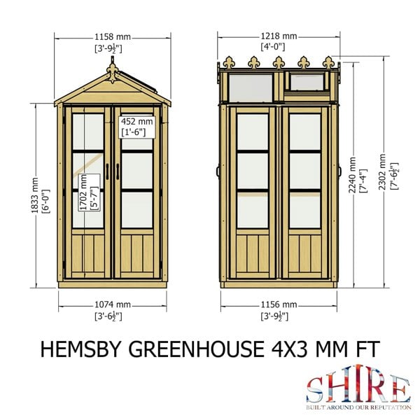 Shire Hemsby 4x4 Greenhouse with Multi door access - Best Shed