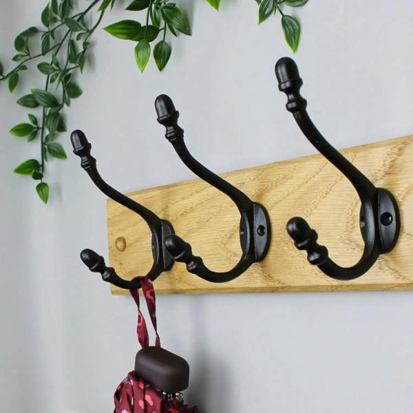 Antique Cast Iron Acorn Design Coat Hook In Epoxy Black Finish 130mm - Pack of 5