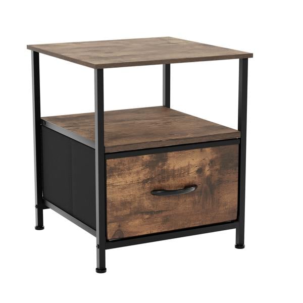 Vida Designs Chorley 1 Drawer Fabric Drawer Chest, Beige & Grey Wood