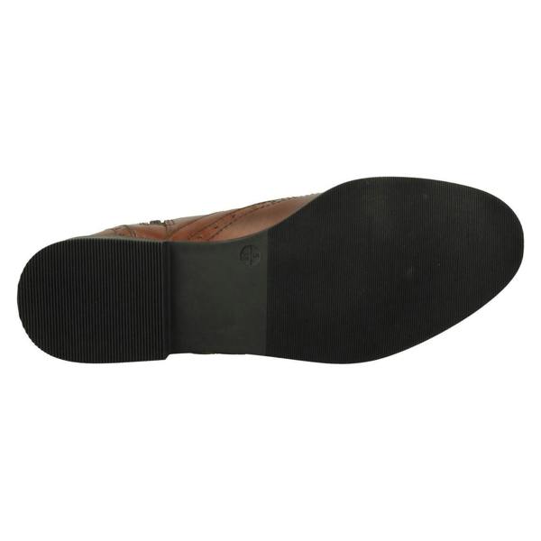 Leather Collection Ladies Leather Collection Brogue Detailed Chelsea Boots F4455