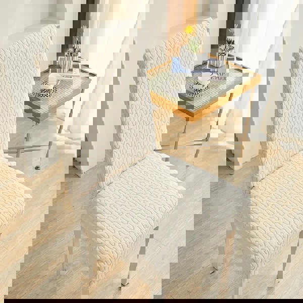 Anyseat Chair Cover Beige Wavey Lines Design with Elastic Material for Dining Room Kitchen Wedding Hotel Banquet Restaurant