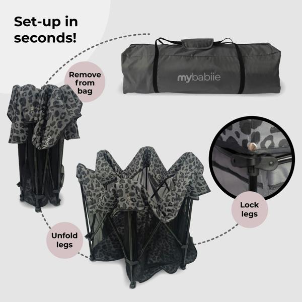 My Babiie Baby Playpen - Grey Leopard