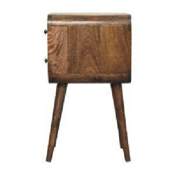 Wyld Haus Peschiera Mini Curved Grey Washed Bedside Table Mango Wood