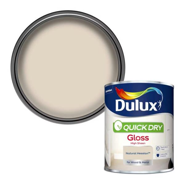 Dulux Quick Dry Gloss Paint For Wood And Metal Natural Hessian 750Ml