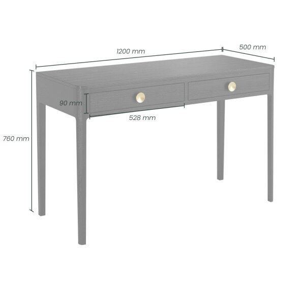 Wyld Haus Recife Black Wood Grain 2 Drawer Desk