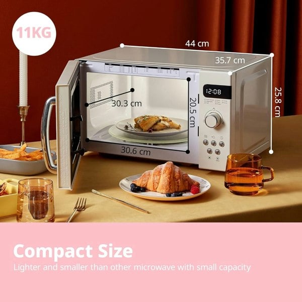 800W 20L Retro Microwave Oven with LED Display Red/Cream/Pastel Green Living and Home