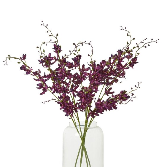 Wyld Haus Set of 3 Artificial Flowers Purple Cymbidium Sprays