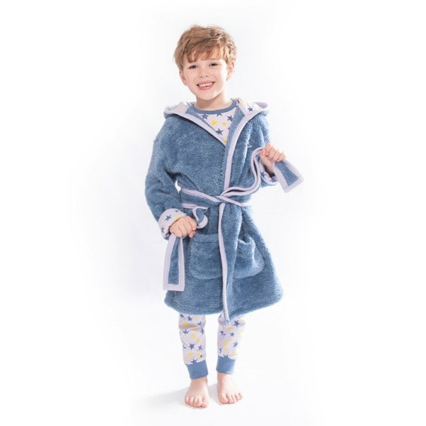 Luca and Rosa Shining Stars Print Dressing Gown Navy