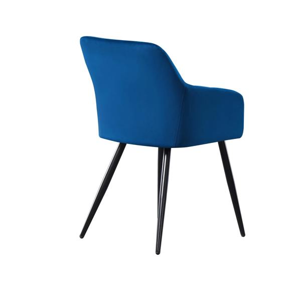 Life Interiors Single Camden Modern Velvet Dining Chair with Armrests, Quilted Design & Black Metal Legs