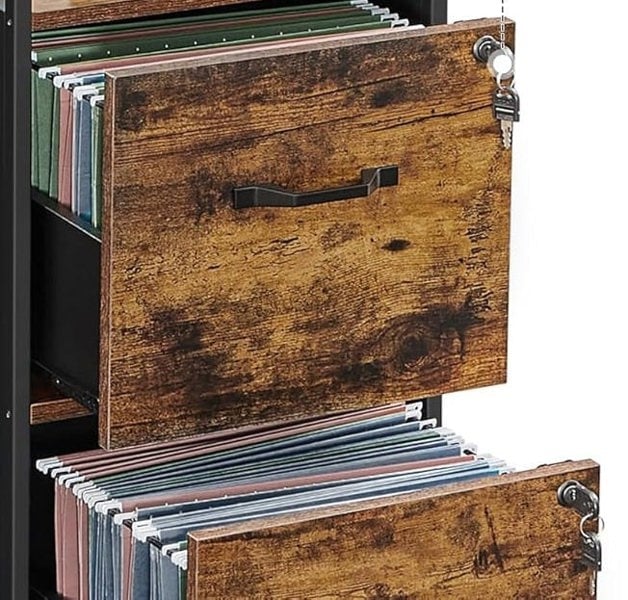Modcraft Industrial Filing Cabinet with 2 Drawers and Open Shelf | Home Office File Storage for A4